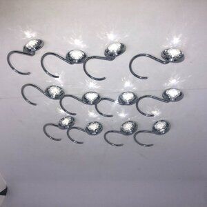 Clear Jewel on Silver-tone 12PC Shower Hook Set